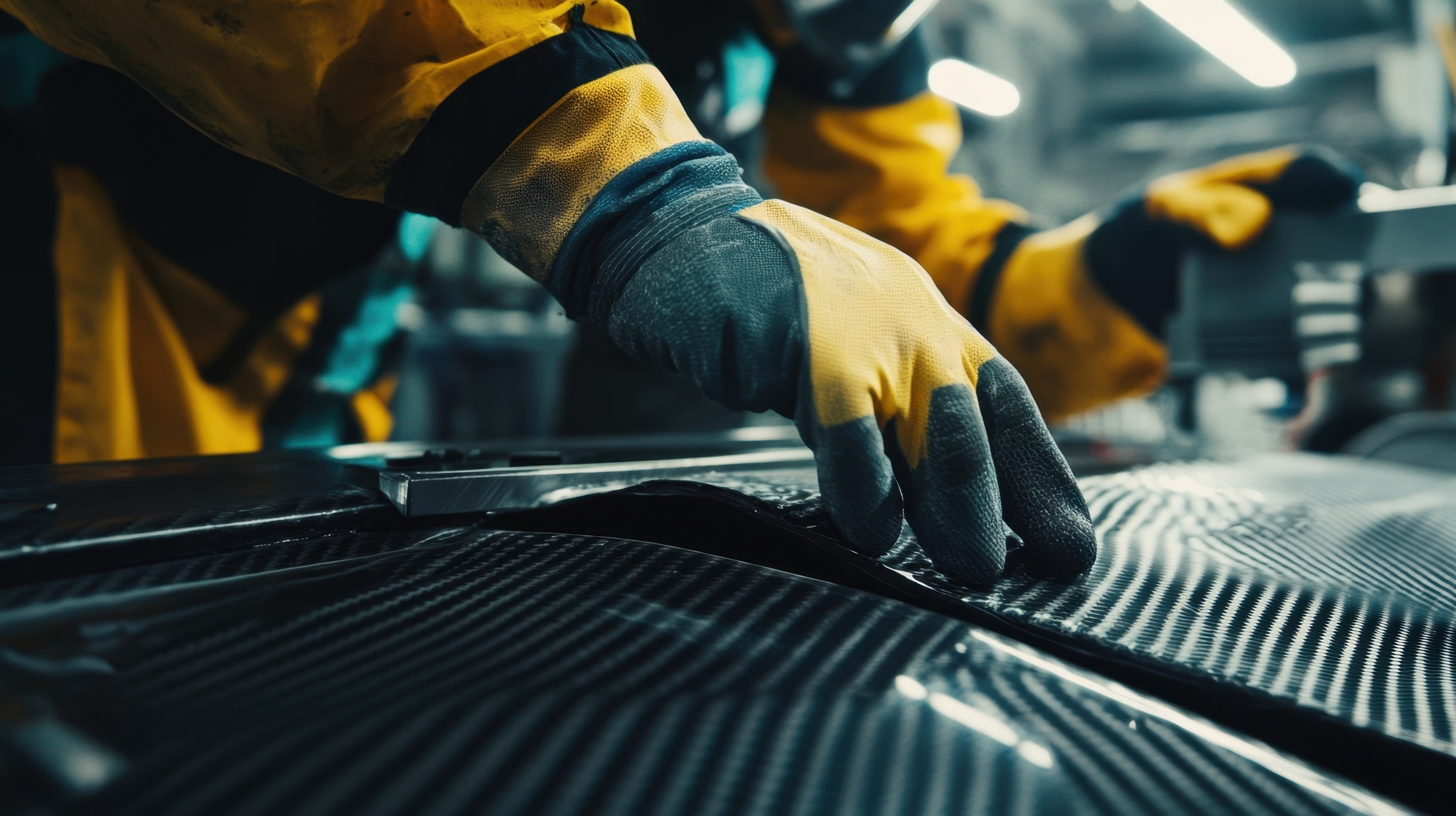 Expert technician working with carbon fiber