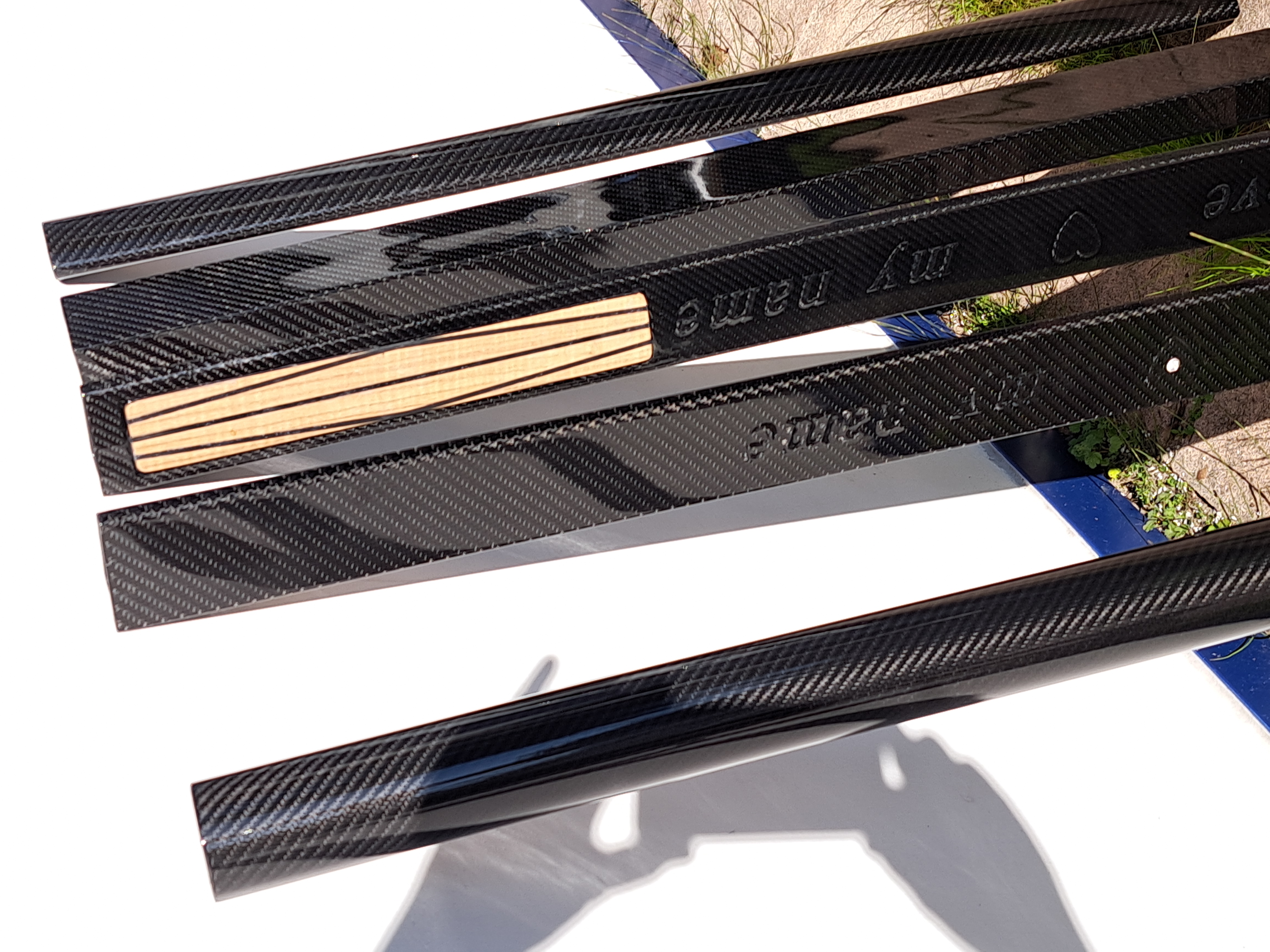 Custom engraved carbon fiber handrail