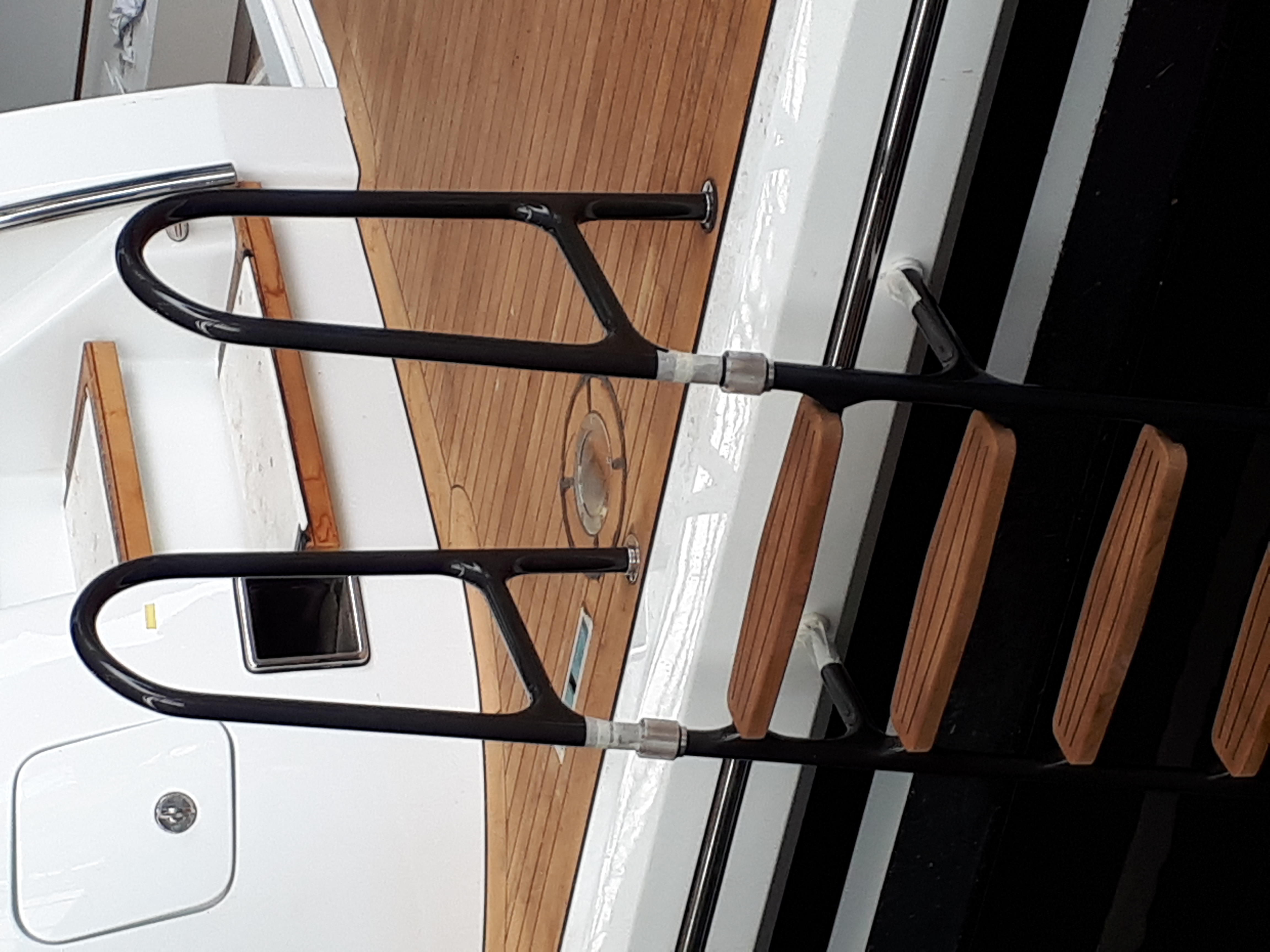 Swimming ladder installed on yacht